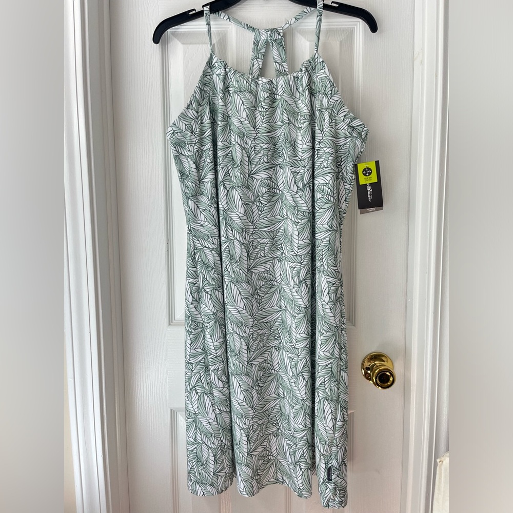 Eddie Bauer Harmony Halter Dress Outdoor Athletic Shelf Bra Thyme Simple Palm L